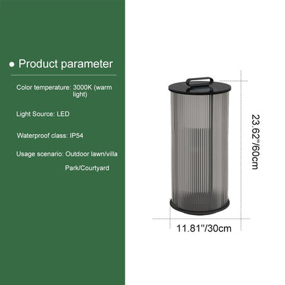 Striped Glass Cylindrical Waterproof Portable Solar Lanterns - Flyachilles