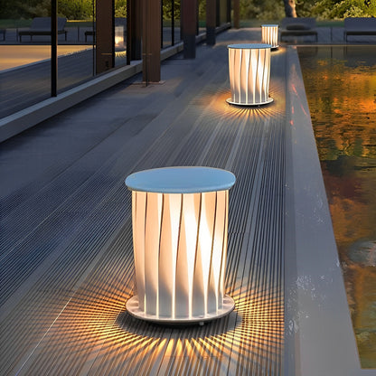 Twisted Metal Lantern LED Waterproof White Modern Solar Lawn Light Standing Lantern Outdoor Lamp - Flyachilles