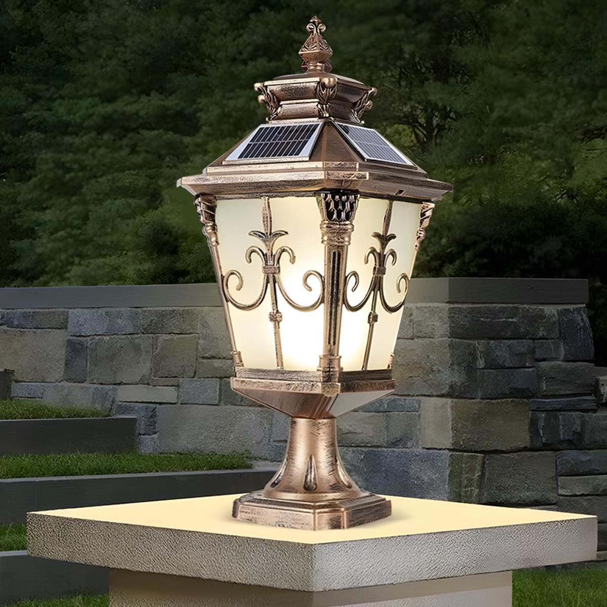 Victorian Medieval Fence Post Lights Pattern LED Garden Lamp