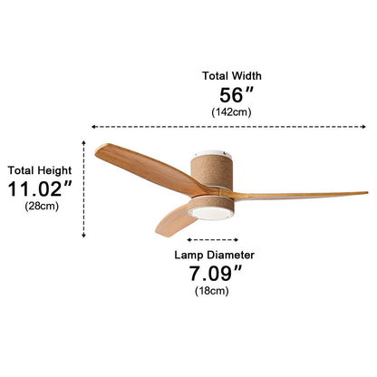 Vintage Coastal Wood Hemprope Reverse Ceiling Fan - with Light - Flyachilles