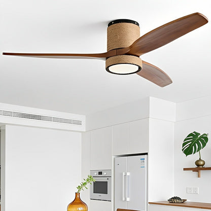 Vintage Coastal Wood Hemprope Reverse Ceiling Fan - with Light - Flyachilles