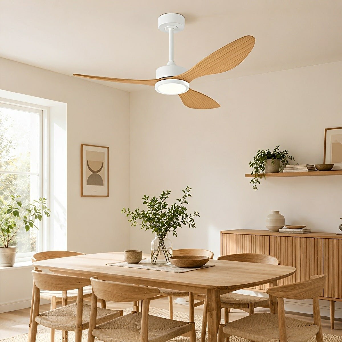 Vintage DC Motor Ceiling Fan with Light Full-Spectrum LED - Flyachilles