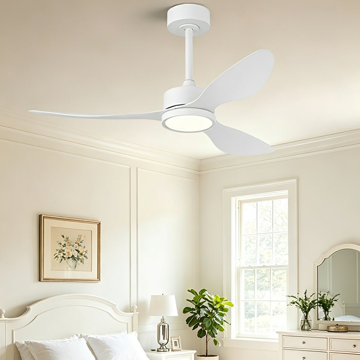 Vintage DC Motor Ceiling Fan with Light Full-Spectrum LED - Flyachilles