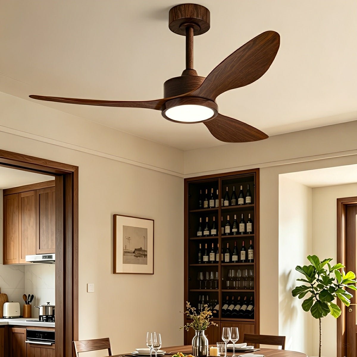 Vintage DC Motor Ceiling Fan with Light Full-Spectrum LED - Flyachilles