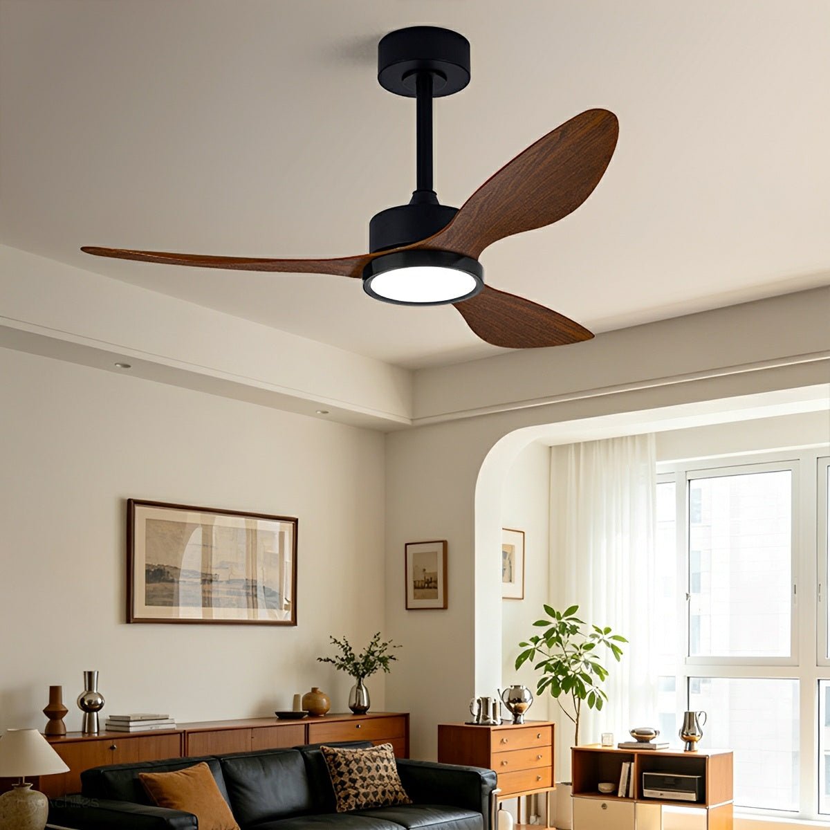 Vintage DC Motor Ceiling Fan with Light Full-Spectrum LED - Flyachilles