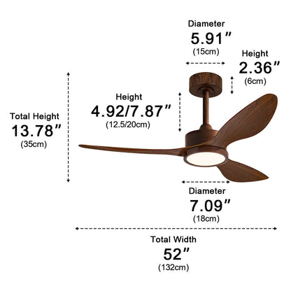 Vintage DC Motor Ceiling Fan with Light Full-Spectrum LED - Flyachilles