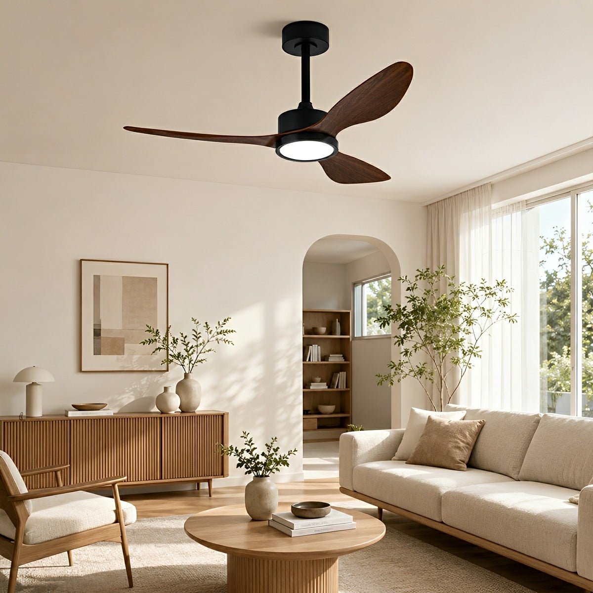 Vintage DC Motor Ceiling Fan with Light Full-Spectrum LED - Flyachilles