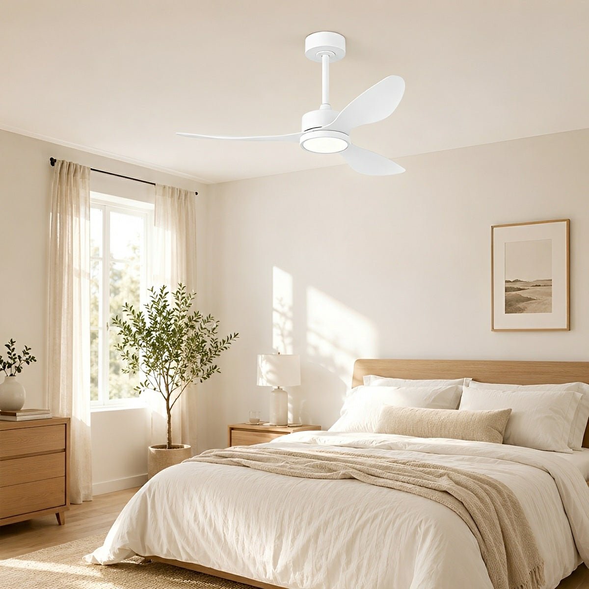 Vintage DC Motor Ceiling Fan with Light Full-Spectrum LED - Flyachilles