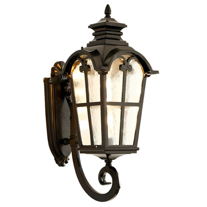 Vintage Glass Waterproof Black Outdoor Wall Sconce Lantern - Flyachilles