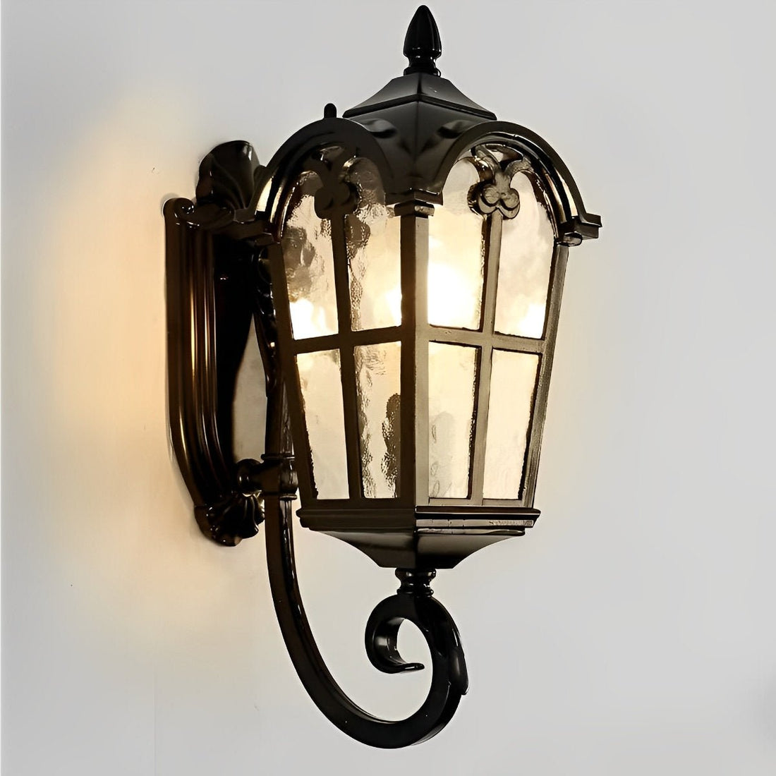 Vintage Glass Waterproof Black Outdoor Wall Sconce Lantern - Flyachilles