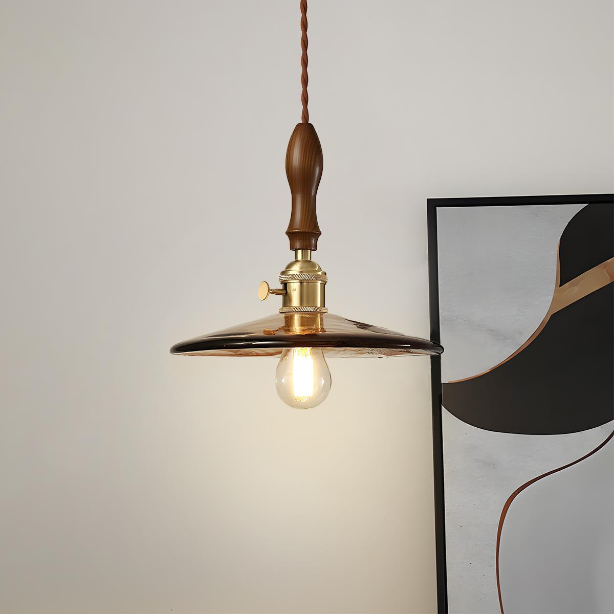 Vintage Golden Walnut Wood Indoor Pendant Lights - Flyachilles