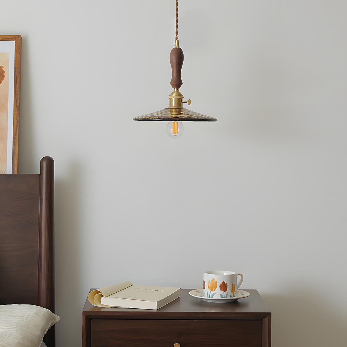 Vintage Golden Walnut Wood Indoor Pendant Lights - Flyachilles