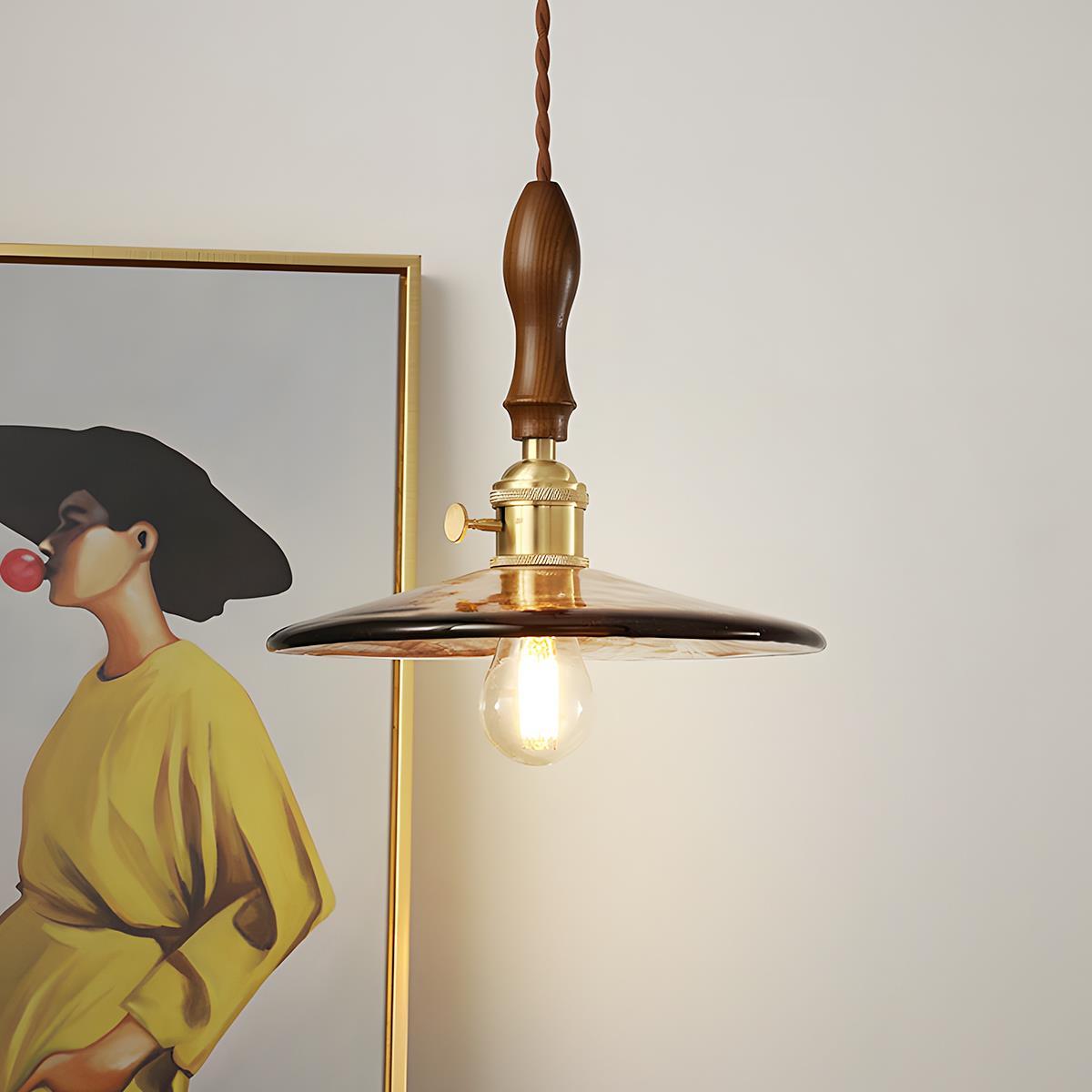 Vintage Golden Walnut Wood Indoor Pendant Lights - Flyachilles