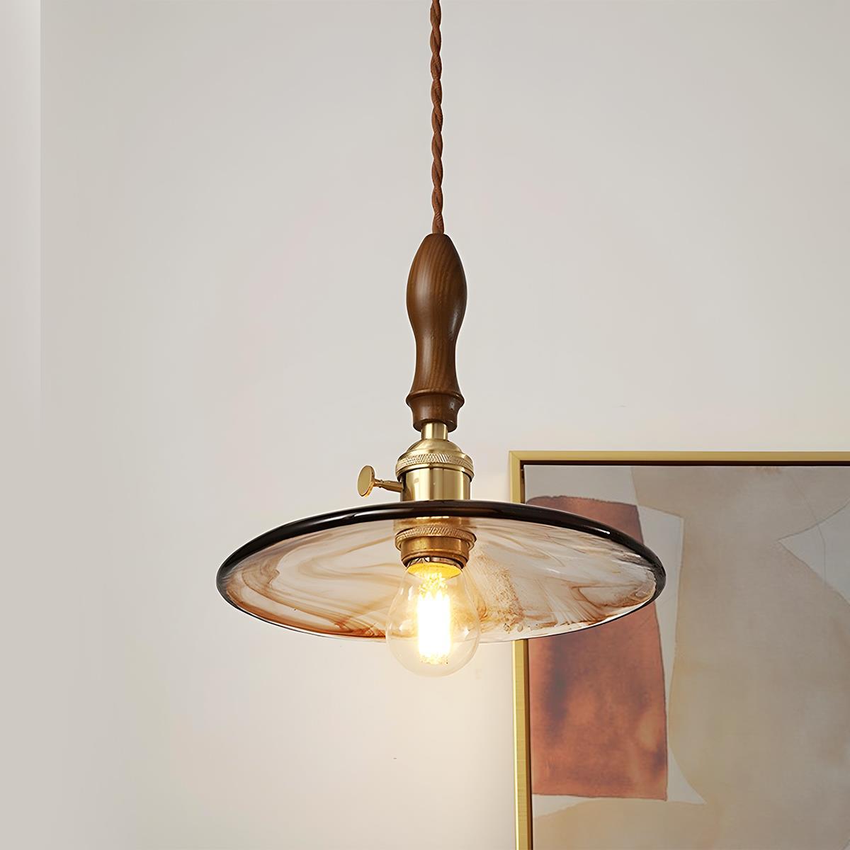 Vintage Golden Walnut Wood Indoor Pendant Lights - Flyachilles