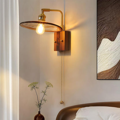 Vintage Golden Walnut Wood Indoor Wall Sconces - Flyachilles