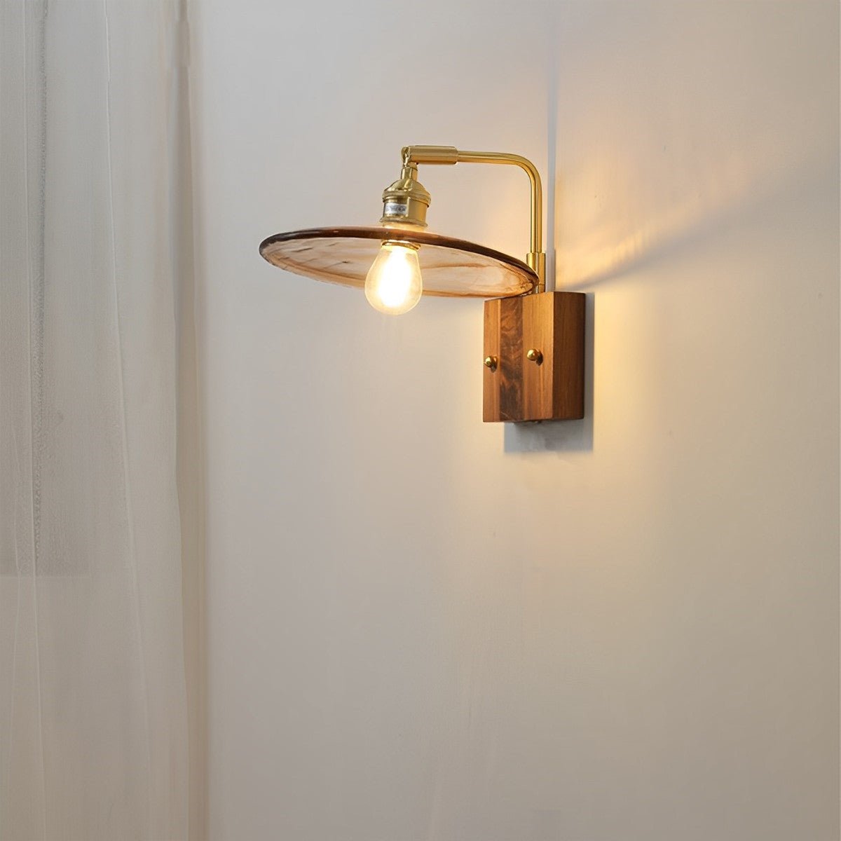 Vintage Golden Walnut Wood Indoor Wall Sconces - Flyachilles