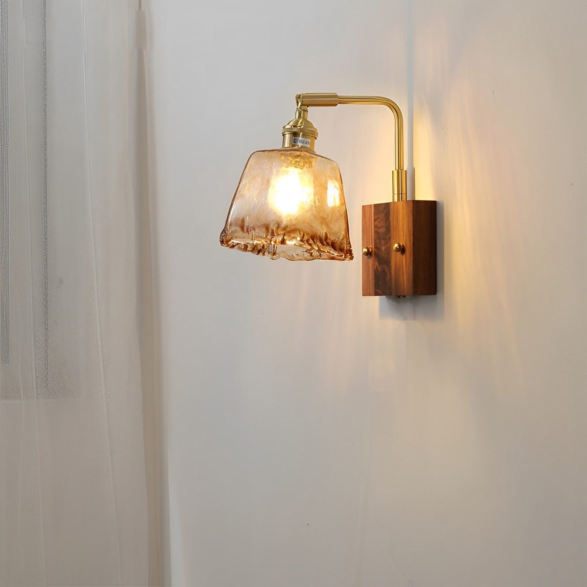 Vintage Golden Walnut Wood Indoor Wall Sconces - Flyachilles