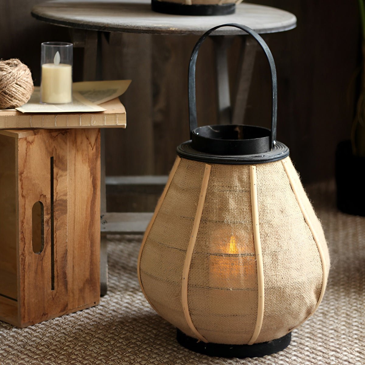 Vintage Handmade Wood LED Candle Lantern Floor Lamp - Flyachilles