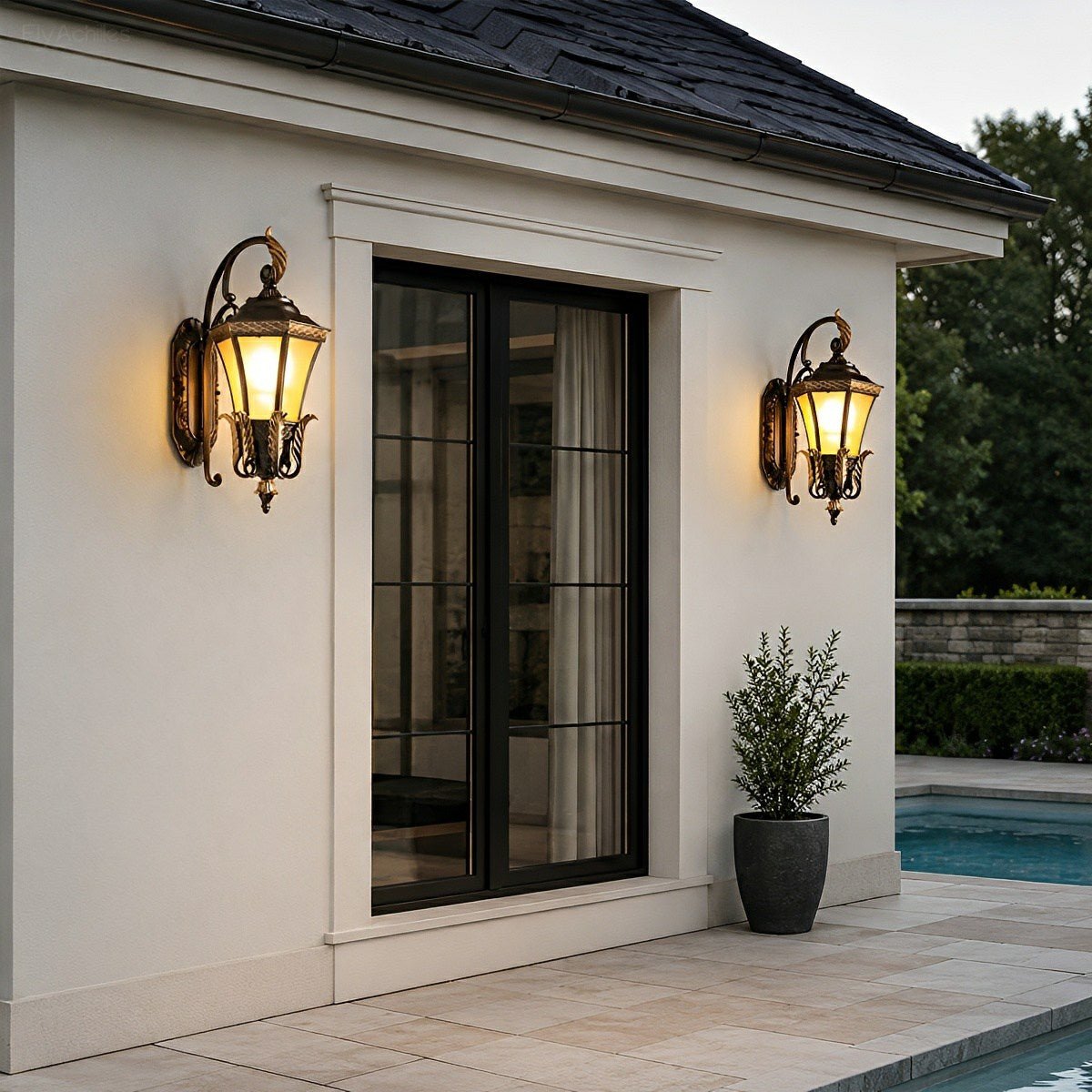 Vintage Hexagon Casa Marseille Waterproof Outdoor LED Porch Wall Lights - Flyachilles