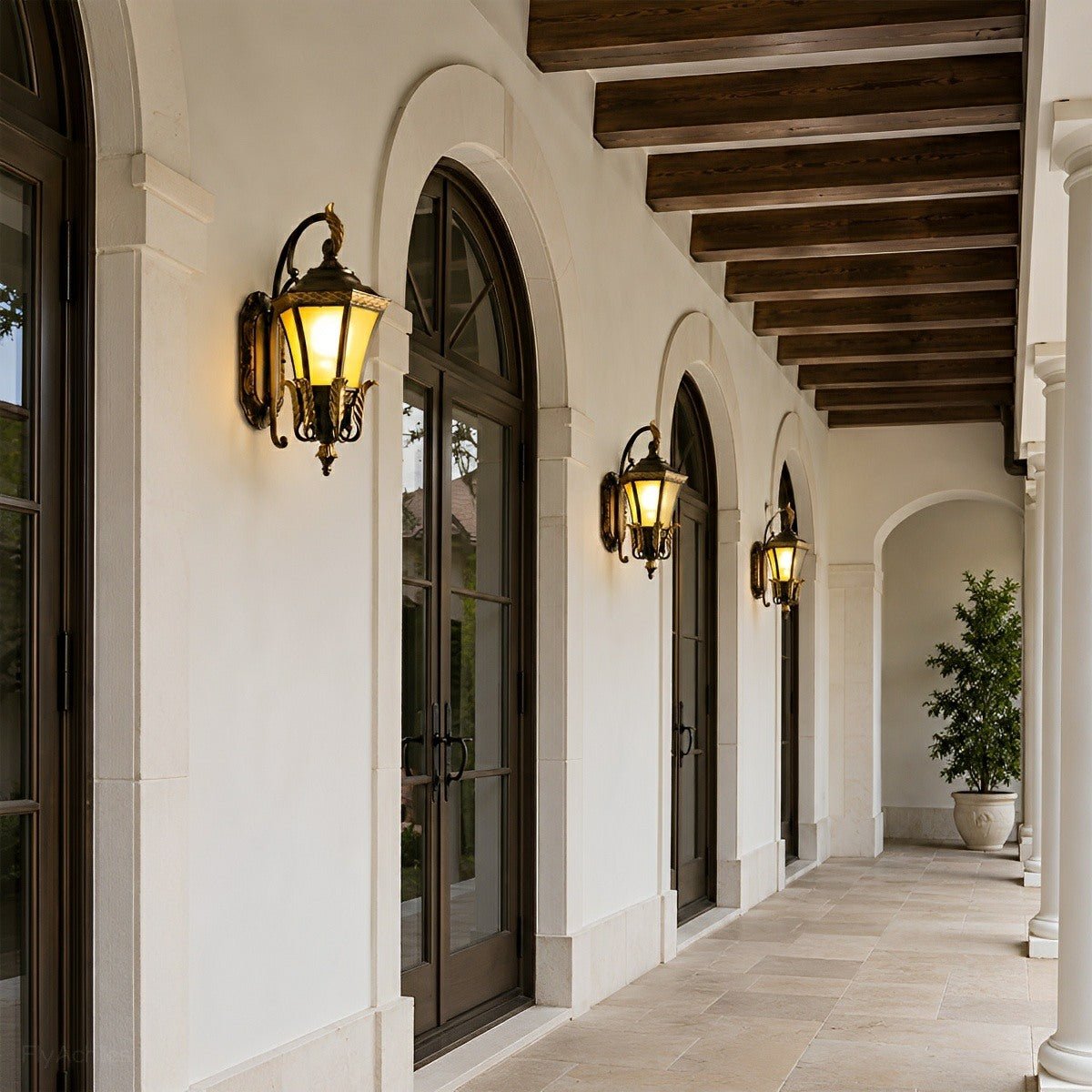 Vintage Hexagon Casa Marseille Waterproof Outdoor LED Porch Wall Lights - Flyachilles
