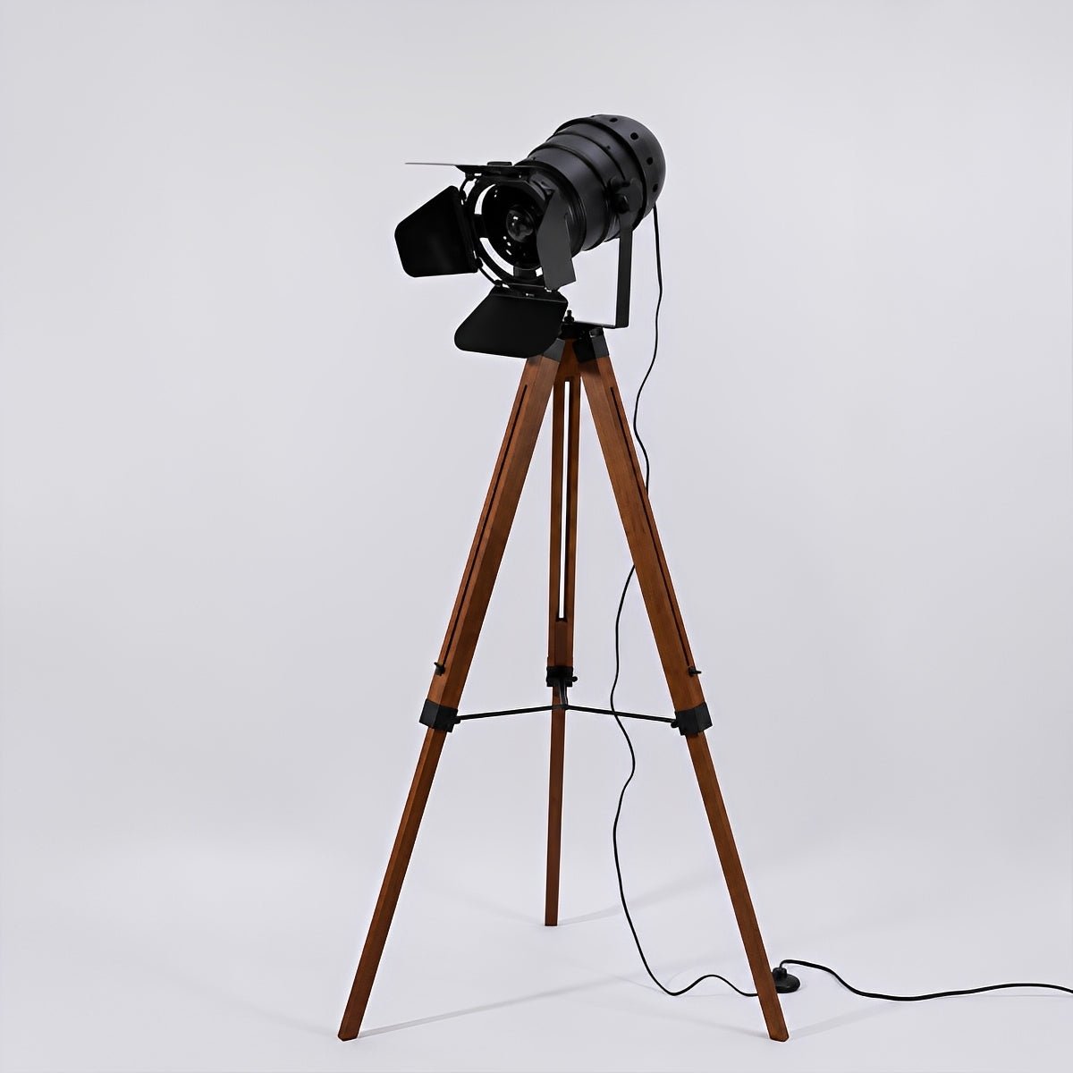 Vintage Industrial Tripod Wood LED Floor Lamp - Flyachilles