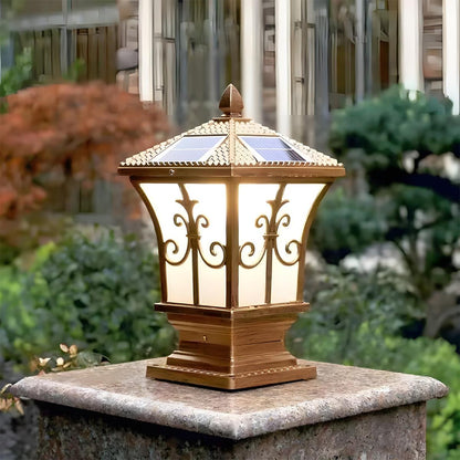 Vintage Pattern Waterproof Automatic Solar Powered Fence Post Lights - Flyachilles