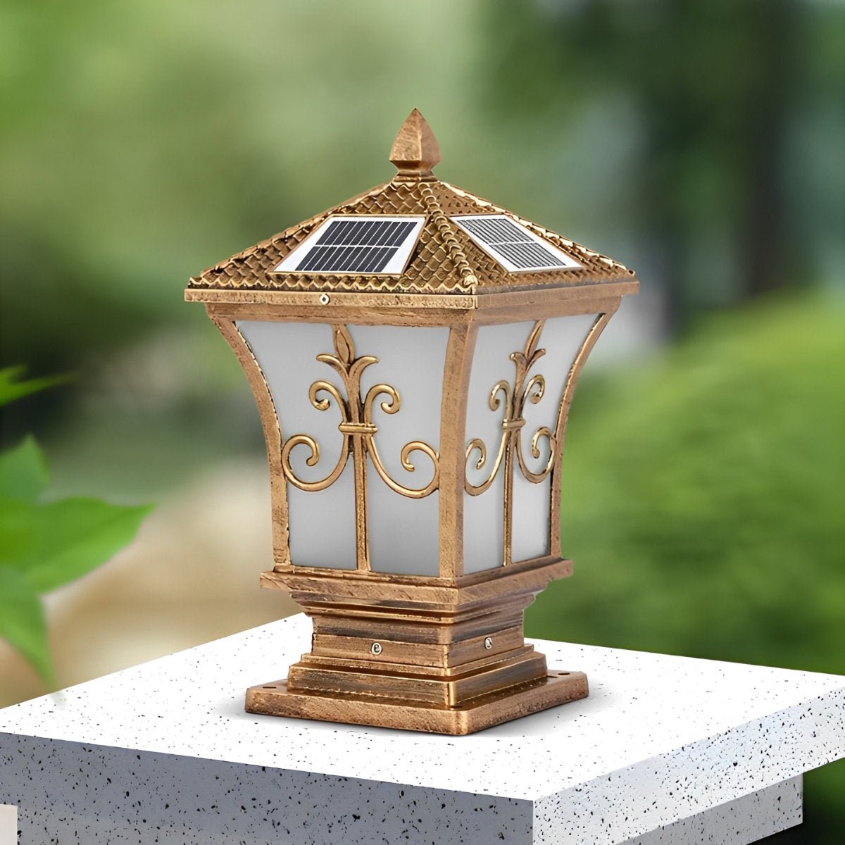 Vintage Pattern Waterproof Automatic Solar Powered Fence Post Lights - Flyachilles