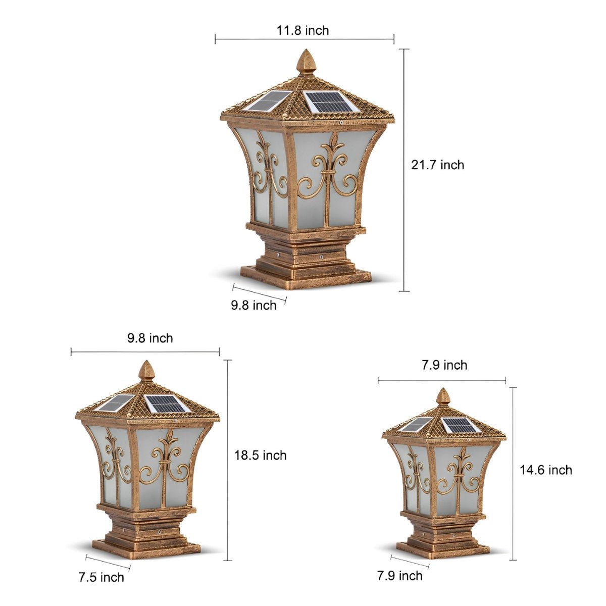 Vintage Pattern Waterproof Automatic Solar Powered Fence Post Lights - Flyachilles