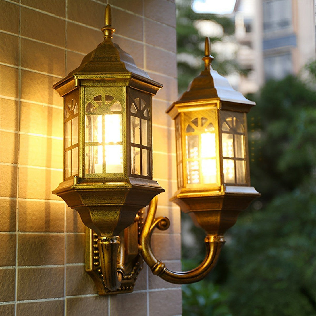 Vintage Rustic Castle Double Head Waterproof Outdoor LED Porch Wall Lights - Flyachilles