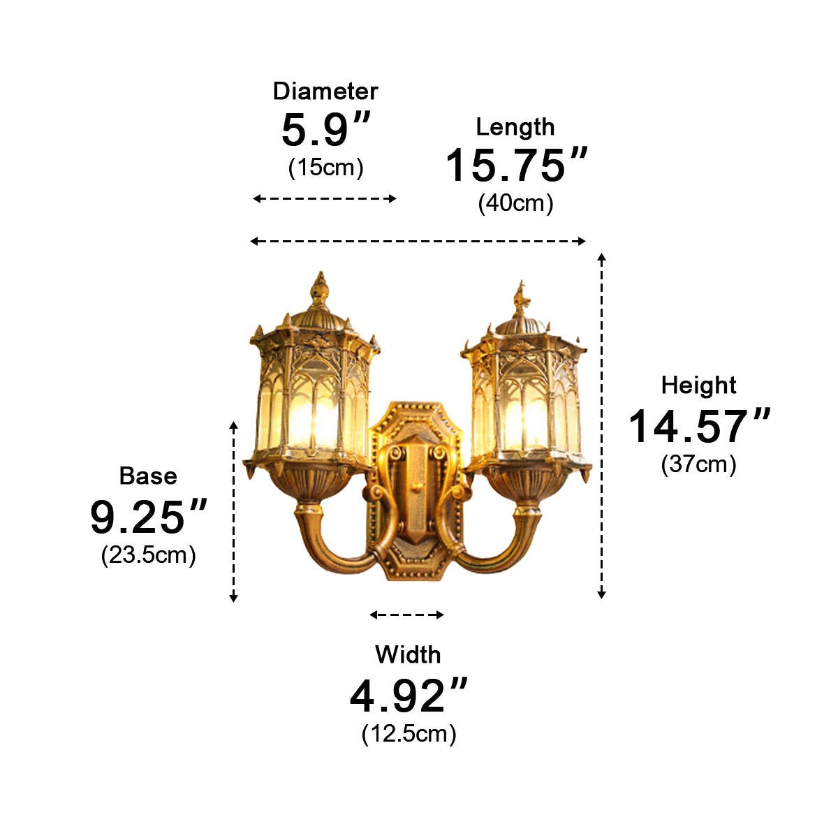 Vintage Europe Rustic Castle Double Head Waterproof Outdoor LED