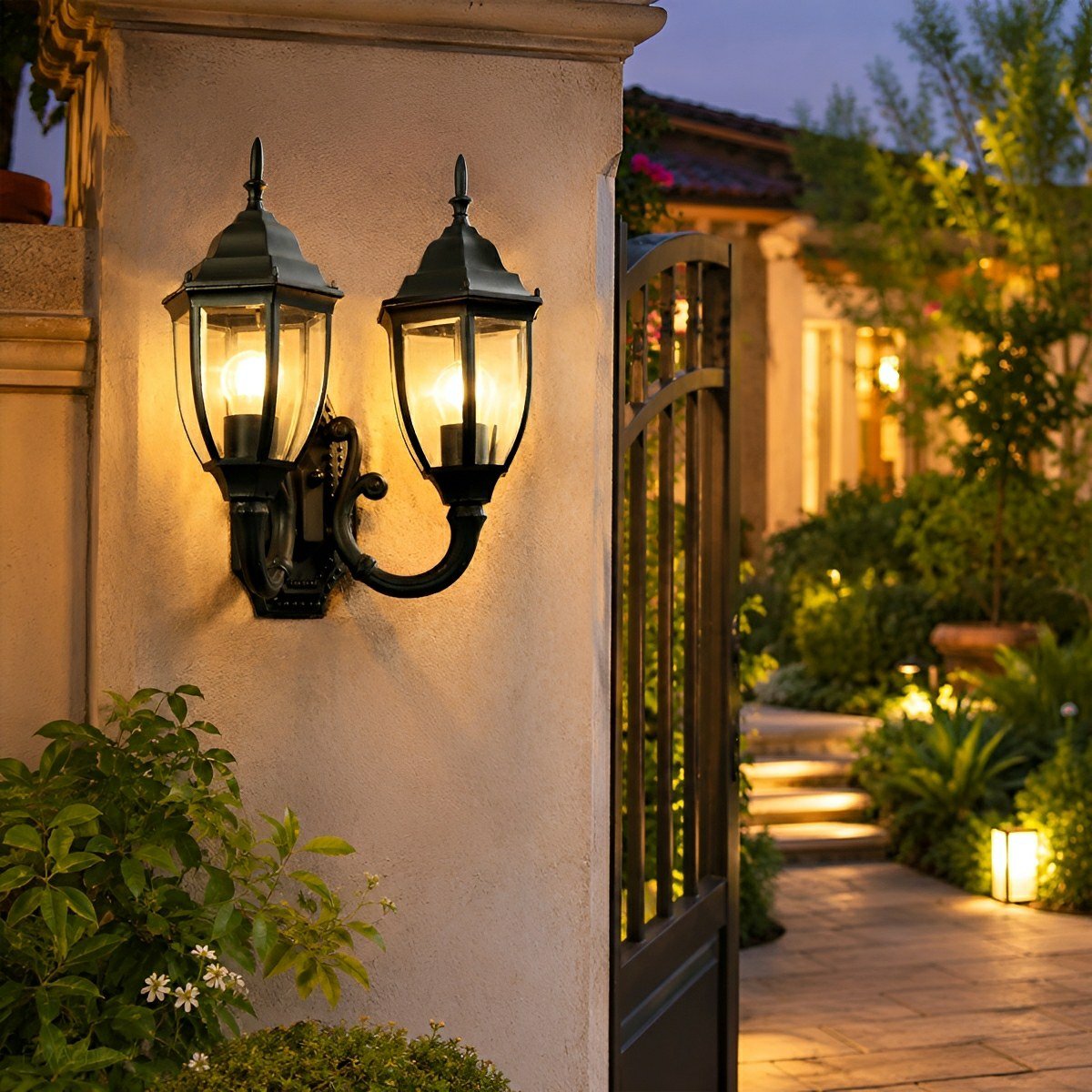 Vintage Europe Rustic Castle Double Head Waterproof Outdoor LED