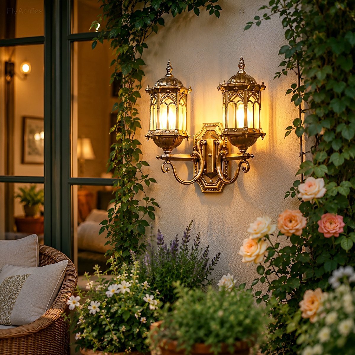 Vintage Europe Rustic Castle Double Head Waterproof Outdoor LED