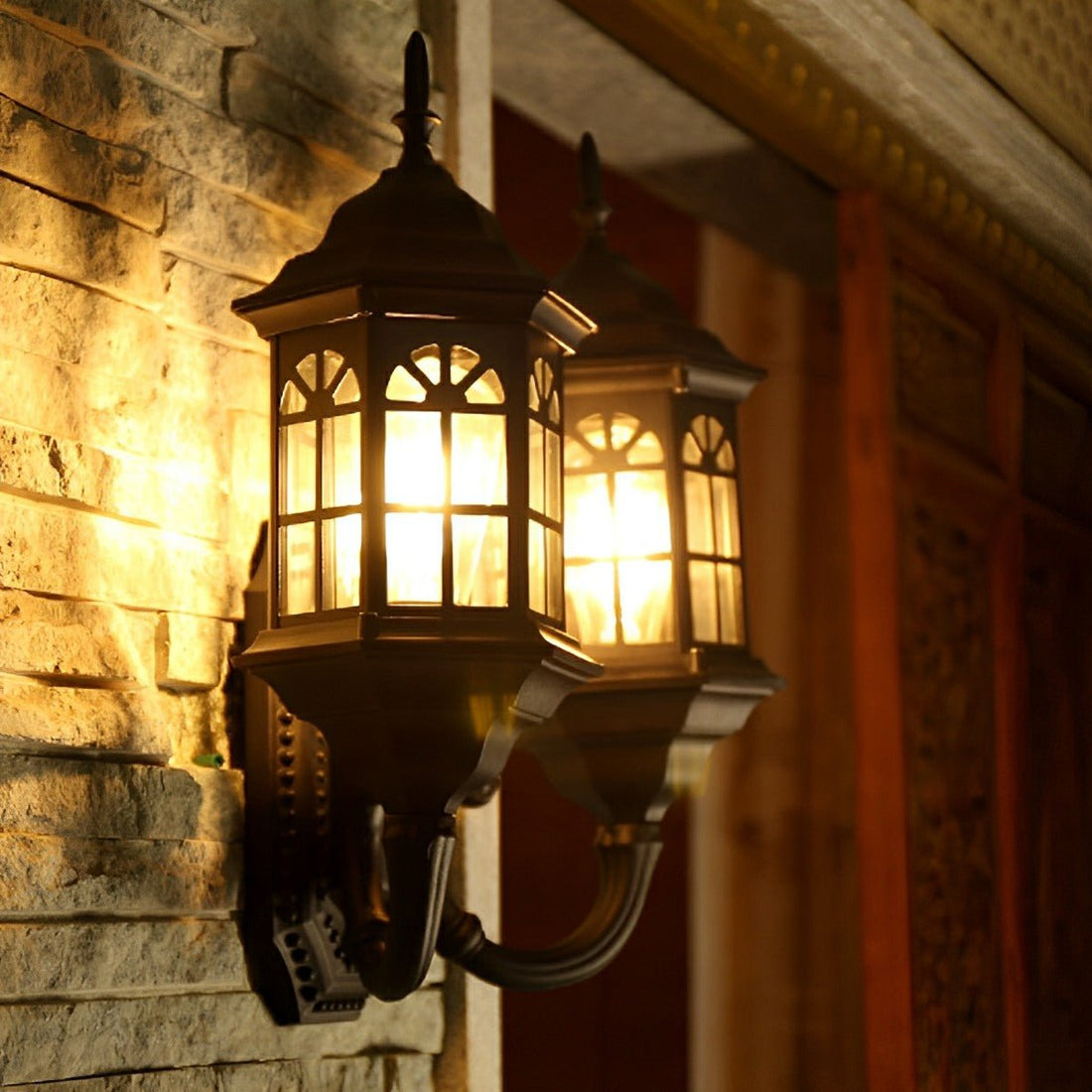 Vintage Rustic Castle Double Head Waterproof Outdoor LED Porch Wall Lights - Flyachilles