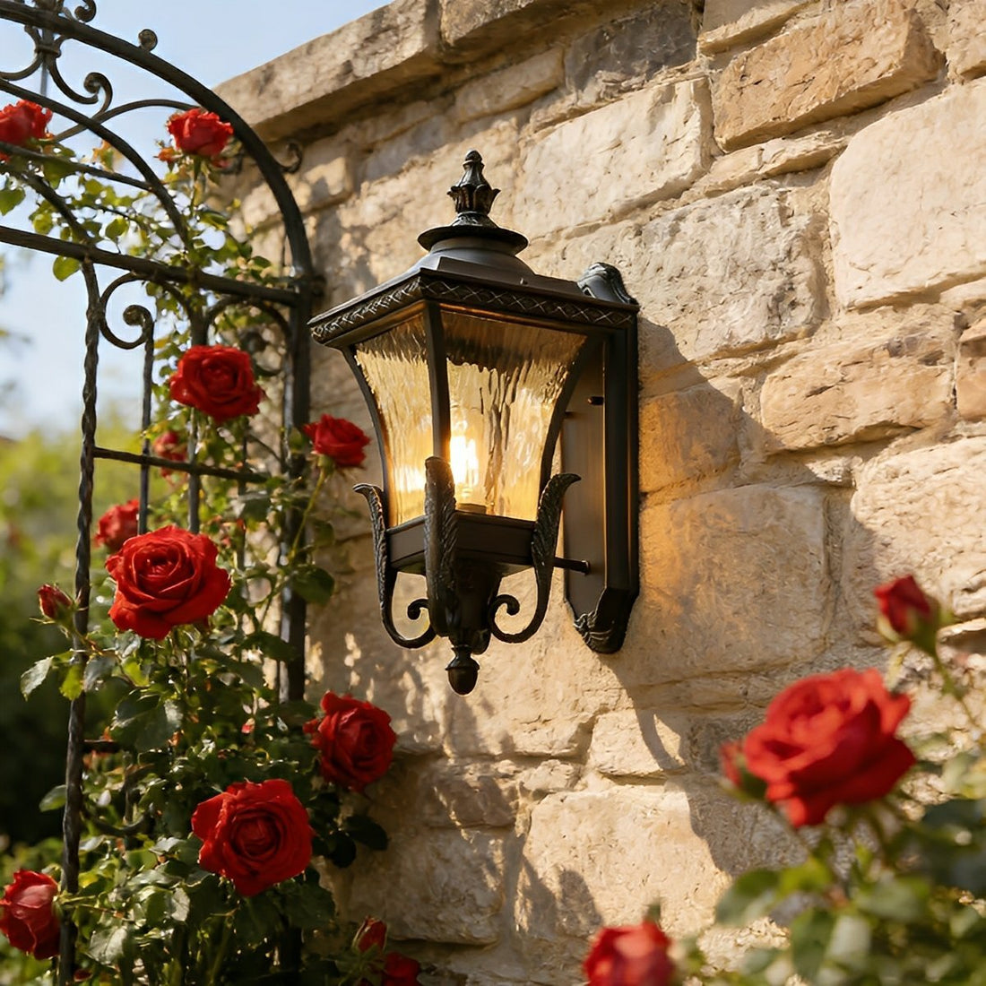 Vintage Rustic Four Corners Lantern Waterproof Outdoor LED Porch Wall Lights - Flyachilles