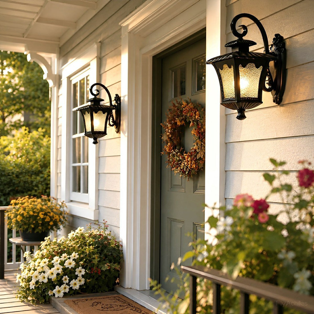 Vintage Rustic Square Water Glass Waterproof Outdoor LED Porch Wall Lights - Flyachilles