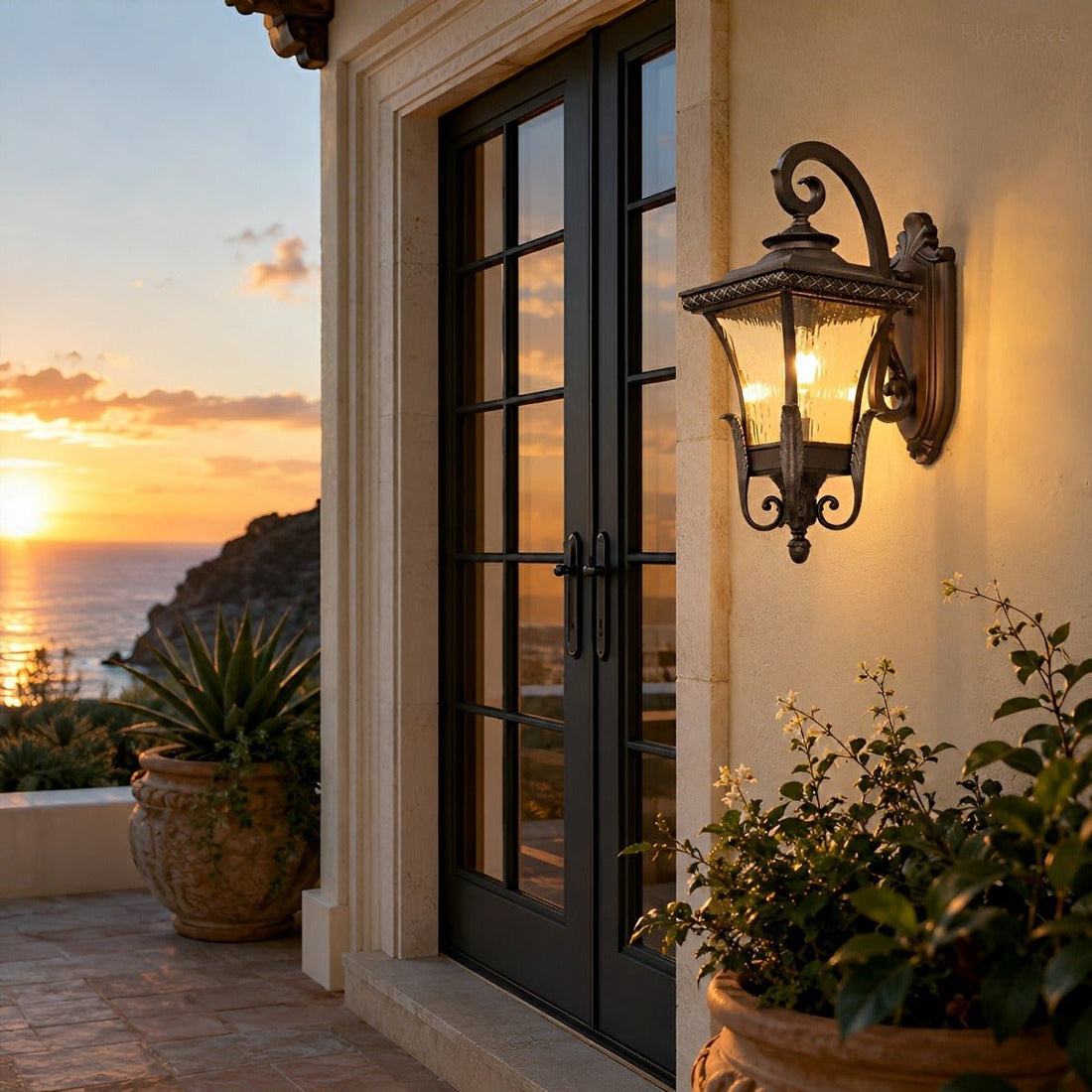 Vintage Square Lantern Waterproof Outdoor LED Porch Light Exterior Wall Lights - Flyachilles