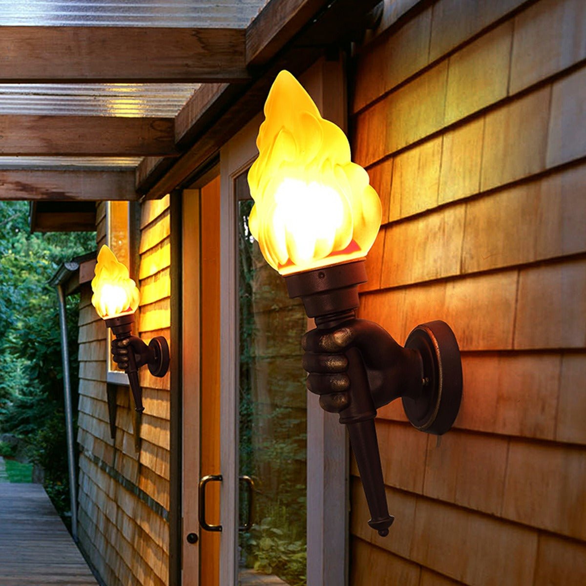 Vintage Torch Bearer LED Porch Light Exterior Wall Lights Industrial Wall Sconce Lighting Bar Front Door Right