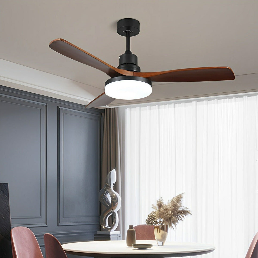 Vintage Variable Frequency Solid Wood Ceiling Fan Light - Flyachilles