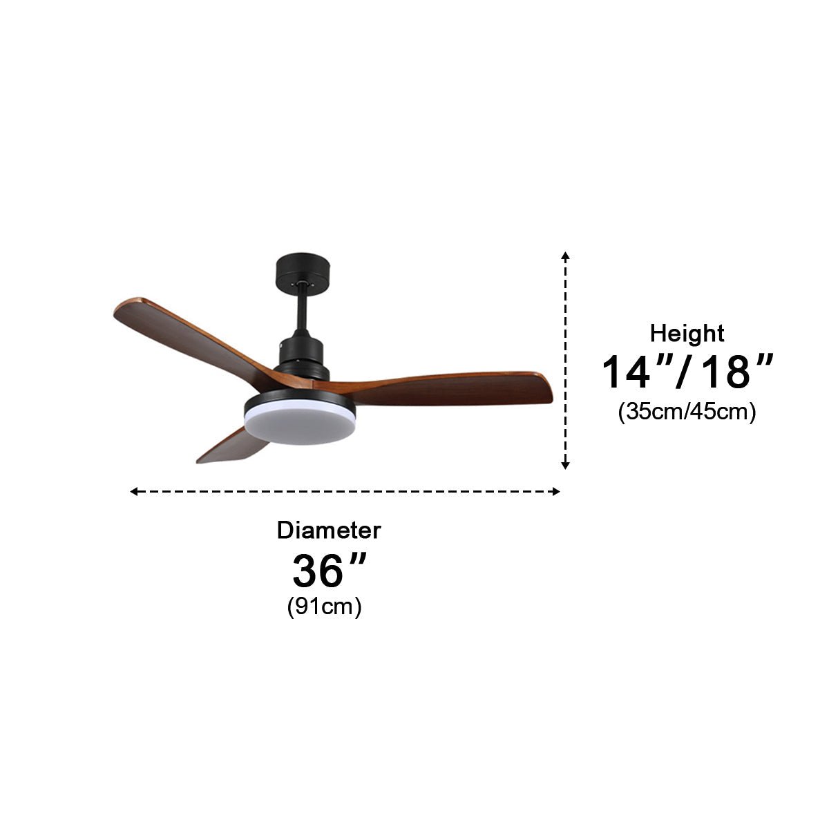 Vintage Variable Frequency Solid Wood Ceiling Fan Light - Flyachilles