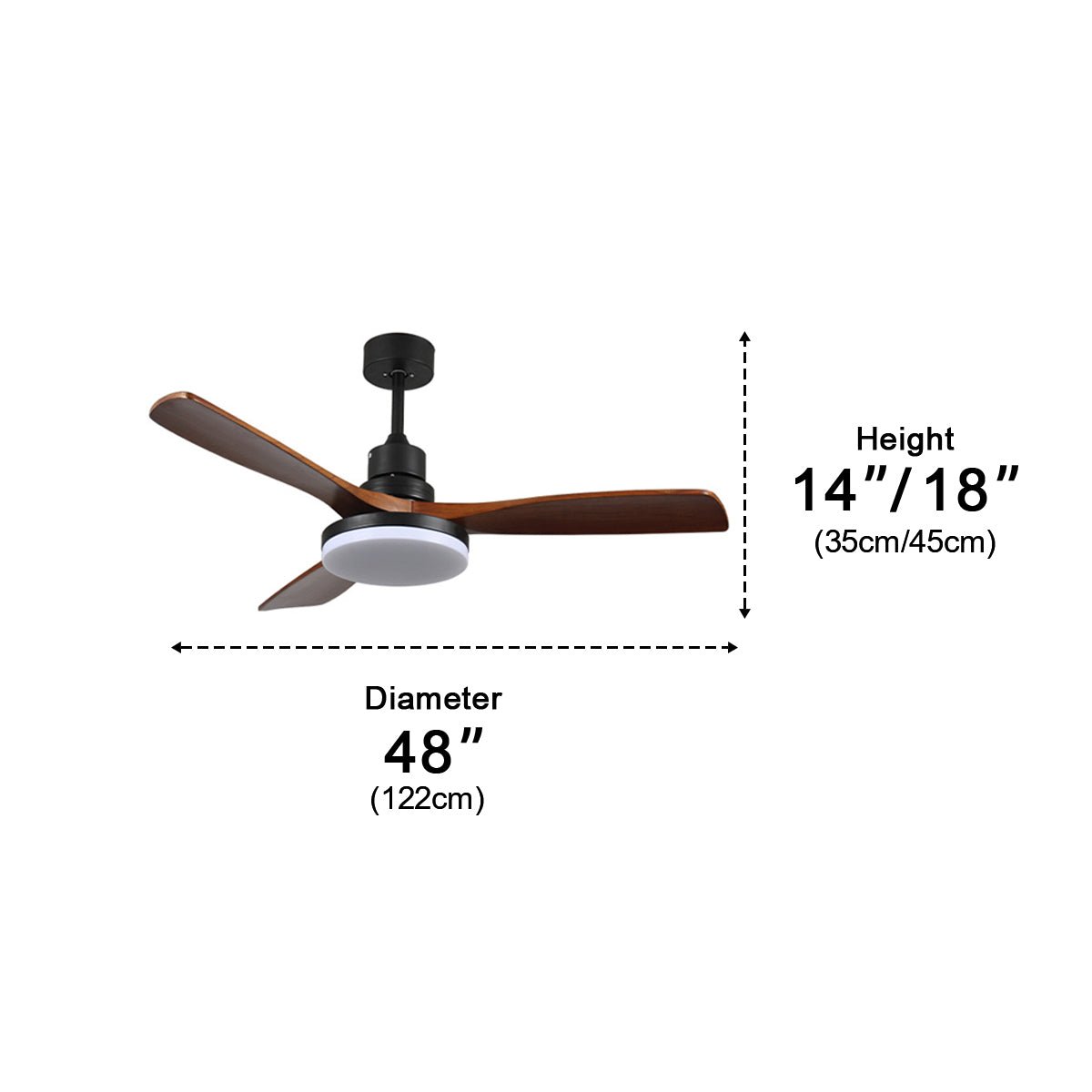 Vintage Variable Frequency Solid Wood Ceiling Fan Light - Flyachilles