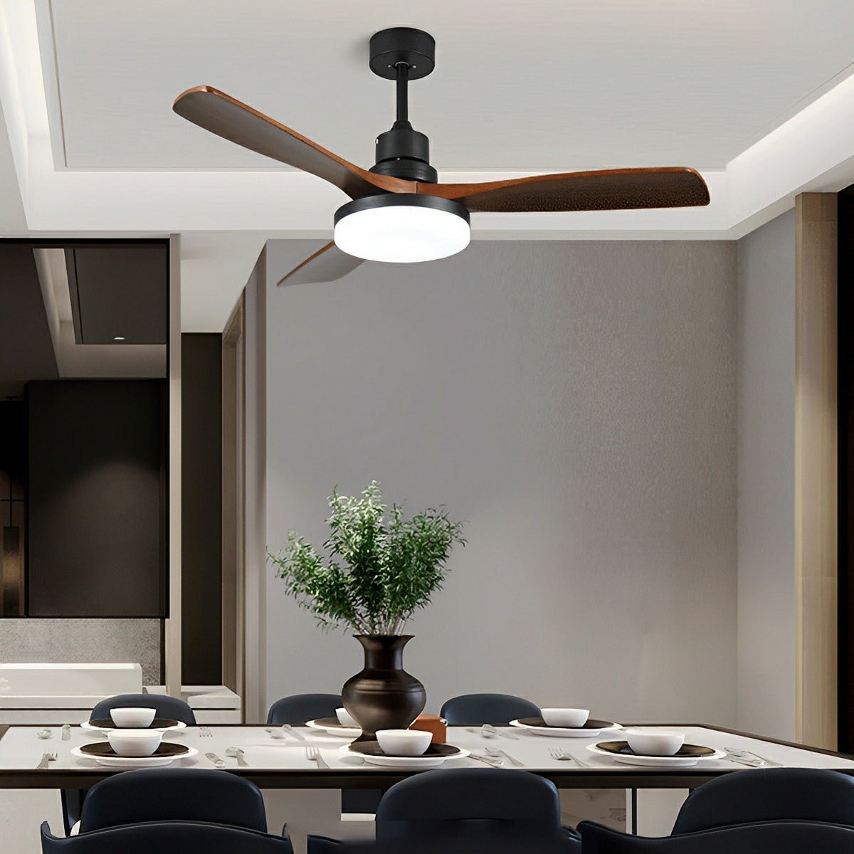 Vintage Variable Frequency Solid Wood Ceiling Fan Light - Flyachilles