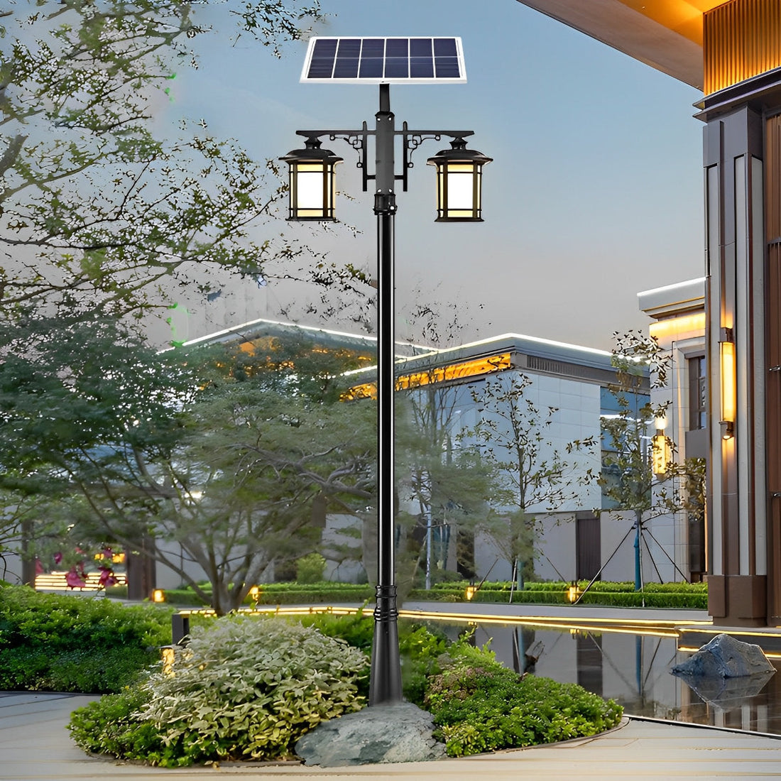Vintage Waterproof 3 Step Dimming LED Solar Outdoor Pole Lights with Remote - Flyachilles