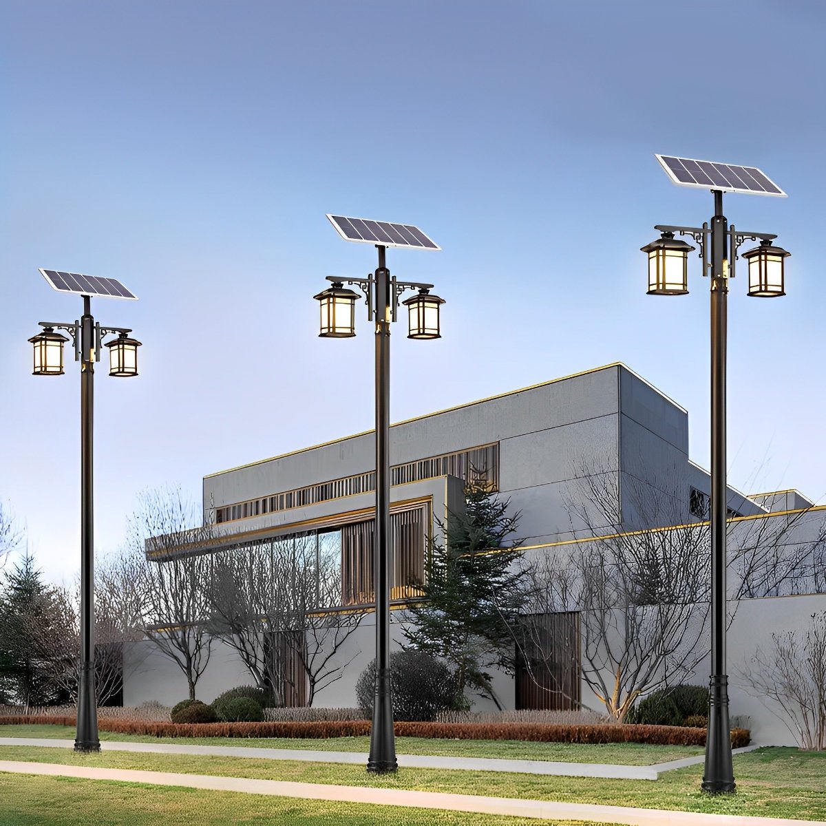 Vintage Waterproof 3 Step Dimming LED Solar Outdoor Pole Lights with Remote - Flyachilles
