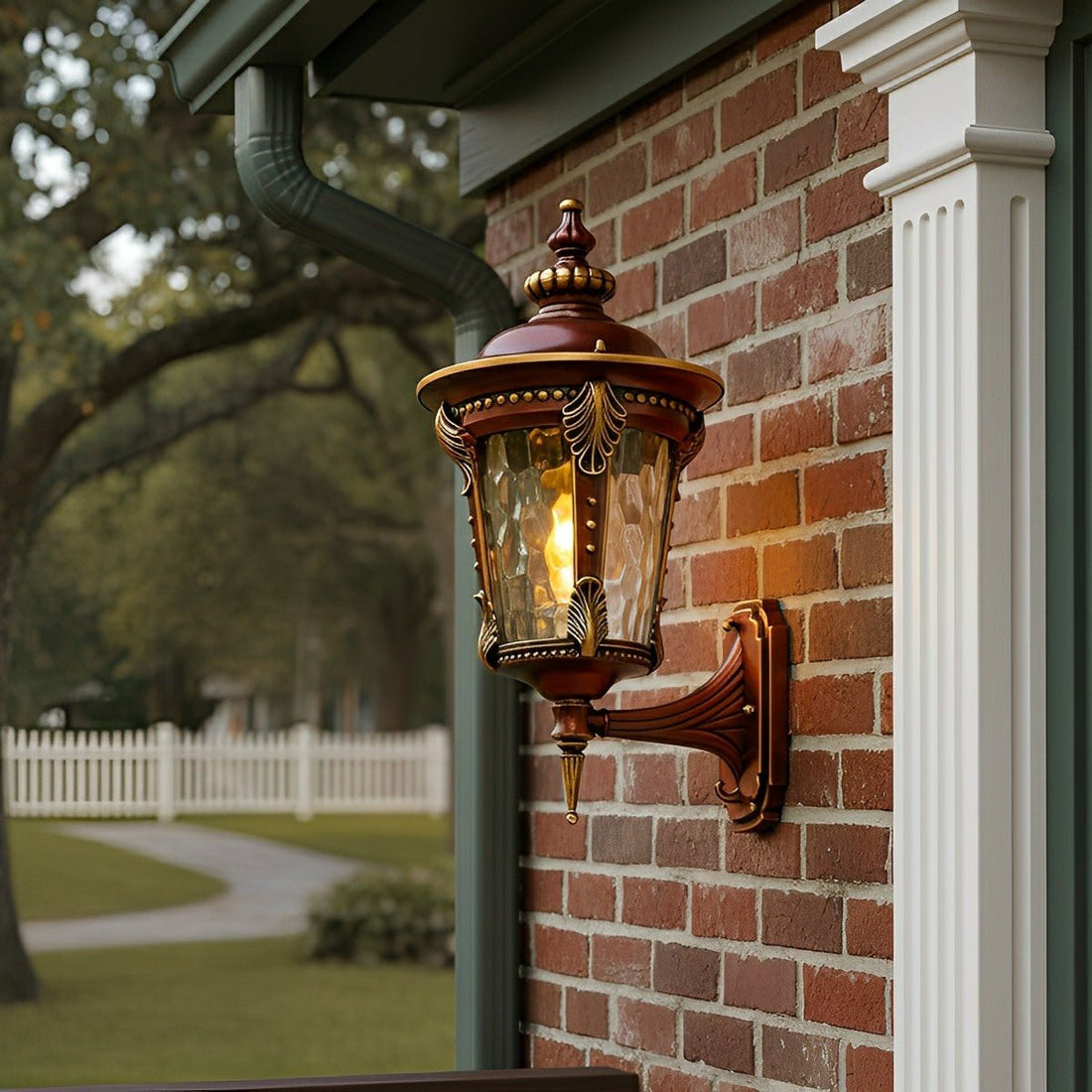 Vintage Waterproof Acanthus Leaf Outdoor LED Porch Light Exterior Wall Lights - Flyachilles