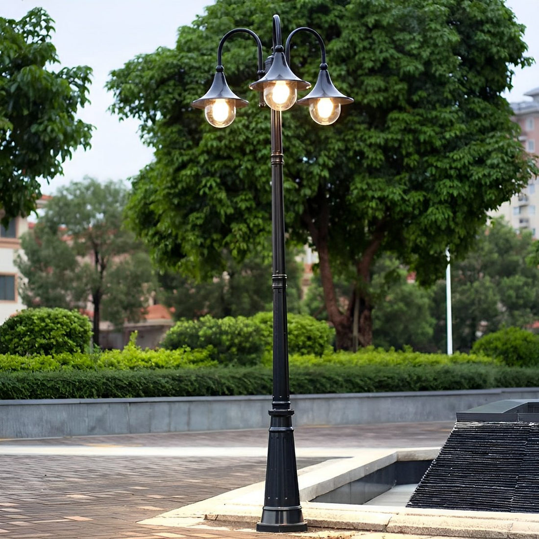 Vintage Waterproof Flared LED Outdoor Pathway Pole Lights - Flyachilles