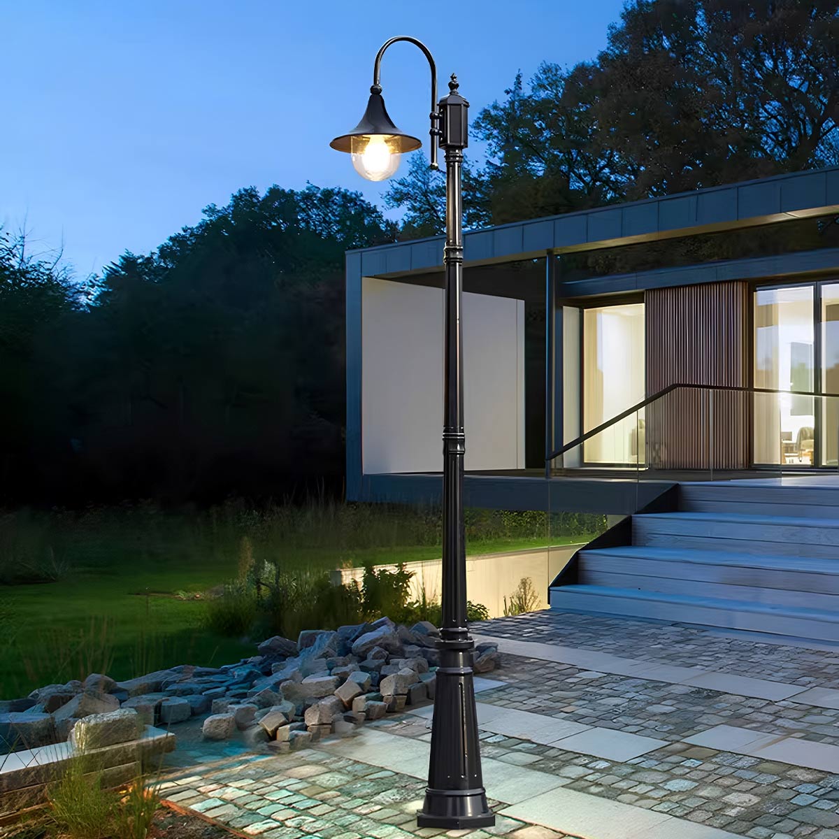 Vintage Waterproof Flared LED Outdoor Pathway Pole Lights - Flyachilles