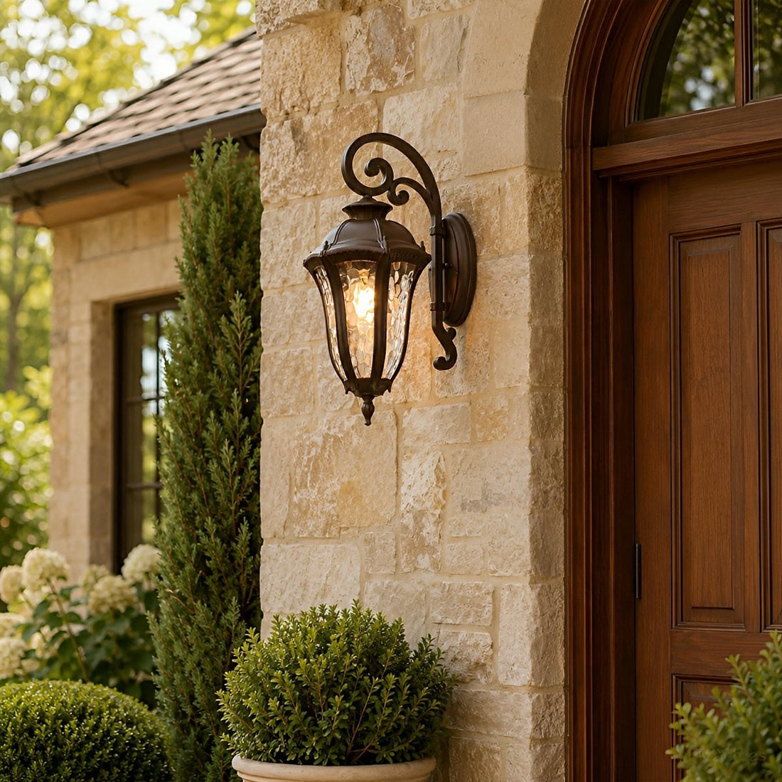 Vintage Waterproof Hexagonal Dome Outdoor LED Porch Light Exterior Wall Lights - Flyachilles