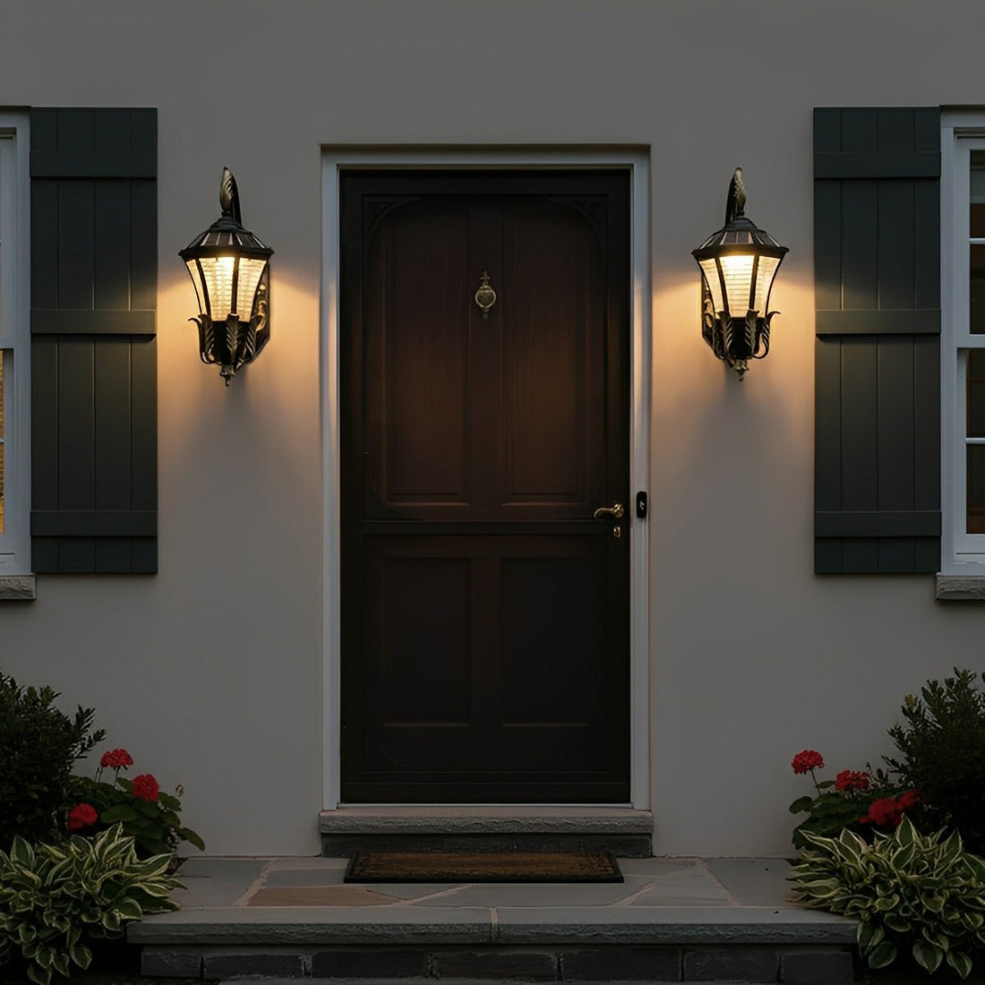 Vintage Waterproof Hexagonal Solar Outdoor LED Porch Light Exterior Wall Lights - Flyachilles