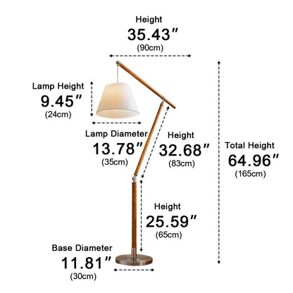 Vintage Wood Adjustable Swing Arm Floor Lamp - Flyachilles