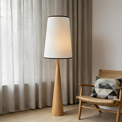 Vintage Wood Tapered LED Floor Lamp - Flyachilles
